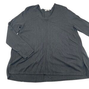 J. Jill Women's V-Neck Long Sleeve‎ Lightweight Sweater Top Black Medium loose
